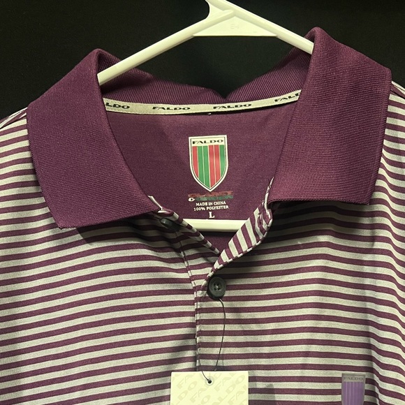 FALDO Claret & Green Polo Golf Shirt - Picture 1 of 6